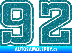 Samolepka Startovní číslo 92 typ 5 Ultra Metalic tyrkysová