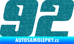 Samolepka Startovní číslo 92 typ 6 Ultra Metalic tyrkysová