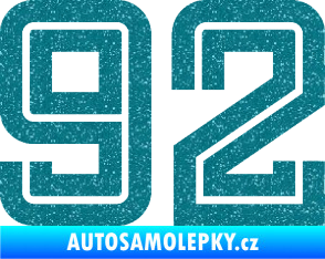 Samolepka Startovní číslo 92 typ 7 Ultra Metalic tyrkysová