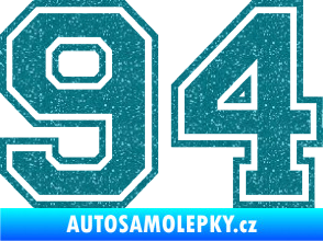 Samolepka Startovní číslo 94 typ 4 Ultra Metalic tyrkysová