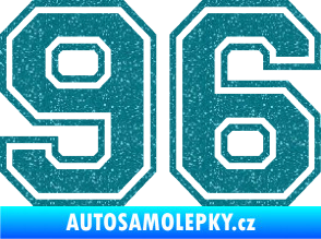 Samolepka Startovní číslo 96 typ 4 Ultra Metalic tyrkysová