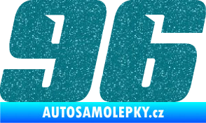Samolepka Startovní číslo 96 typ 6 Ultra Metalic tyrkysová