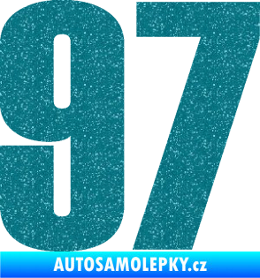 Samolepka Startovní číslo 97 typ 2 Ultra Metalic tyrkysová