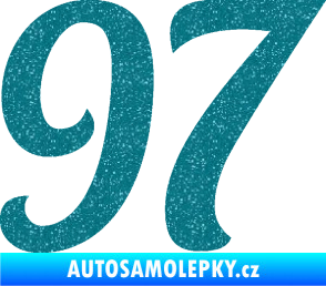 Samolepka Startovní číslo 97 typ 3   Ultra Metalic tyrkysová