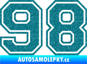 Samolepka Startovní číslo 98 typ 4 Ultra Metalic tyrkysová