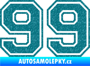 Samolepka Startovní číslo 99 typ 4 Ultra Metalic tyrkysová