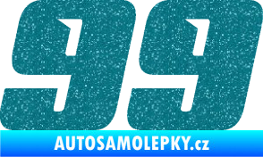 Samolepka Startovní číslo 99 typ 6 Ultra Metalic tyrkysová