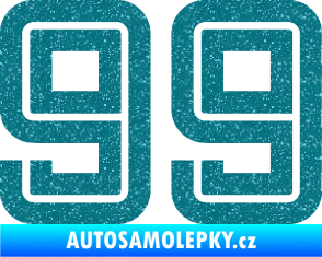 Samolepka Startovní číslo 99 typ 7 Ultra Metalic tyrkysová