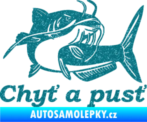 Samolepka Sumec 002 chyť a pusť pravá Ultra Metalic tyrkysová