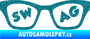 Samolepka Swag nápis v brýlích Ultra Metalic tyrkysová