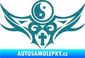 Samolepka Tetování 115 Jin a jang Ultra Metalic tyrkysová