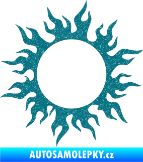 Samolepka Tetování 116 slunce s plameny Ultra Metalic tyrkysová