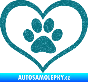 Samolepka Tlapky love 002 Ultra Metalic tyrkysová