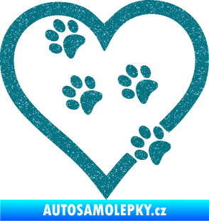 Samolepka Tlapky love 006 levá Ultra Metalic tyrkysová