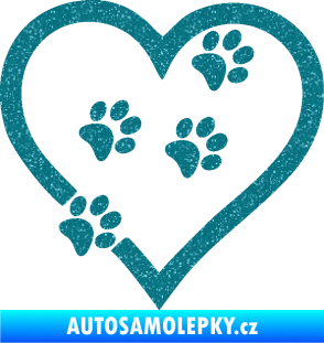 Samolepka Tlapky love 006 pravá Ultra Metalic tyrkysová