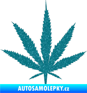 Samolepka Travka 001 lístek marihuany Ultra Metalic tyrkysová