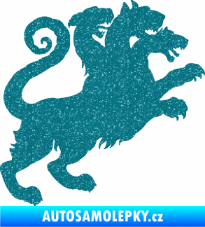 Samolepka Trojhlavý pes kerberos 002 pravá Ultra Metalic tyrkysová