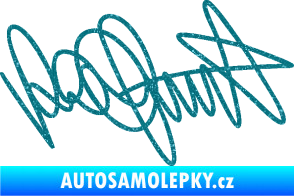 Samolepka Valentino Rossi podpis Ultra Metalic tyrkysová