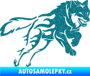 Samolepka Vlk 002 pravá Ultra Metalic tyrkysová