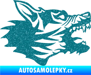 Samolepka Vlk 003 pravá Ultra Metalic tyrkysová