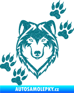 Samolepka Vlk 023 pravá Ultra Metalic tyrkysová