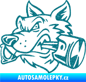 Samolepka Vlk 032 levá moto s pístem Ultra Metalic tyrkysová