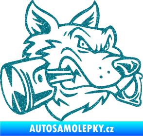 Samolepka Vlk 032 pravá moto s pístem Ultra Metalic tyrkysová