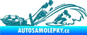 Samolepka Vodní lyžování a surf levá Ultra Metalic tyrkysová