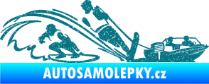 Samolepka Vodní lyžování a surf pravá Ultra Metalic tyrkysová