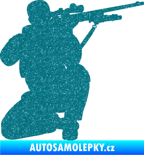 Samolepka Voják 010 pravá sniper Ultra Metalic tyrkysová
