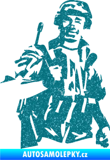 Samolepka Voják 014 pravá Ultra Metalic tyrkysová