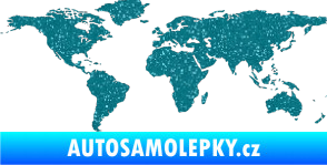 Samolepka World mapa světa Ultra Metalic tyrkysová