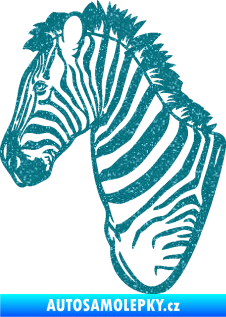 Samolepka Zebra 001 levá hlava Ultra Metalic tyrkysová