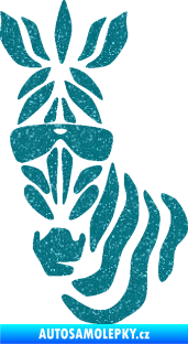 Samolepka Zebra 003 levá cool s brýlemi Ultra Metalic tyrkysová