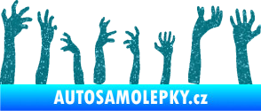 Samolepka Zombie 002 levá mrtví vylézají z hrobu Ultra Metalic tyrkysová