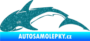 Samolepka Žralok 007 levá Ultra Metalic tyrkysová