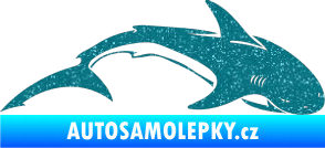 Samolepka Žralok 007 pravá Ultra Metalic tyrkysová