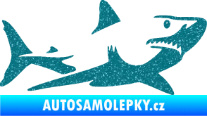 Samolepka Žralok 015 pravá Ultra Metalic tyrkysová