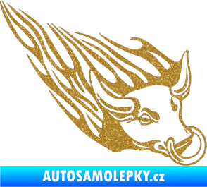 Samolepka Animal flames 010 pravá býk s kruhem Ultra Metalic zlatá