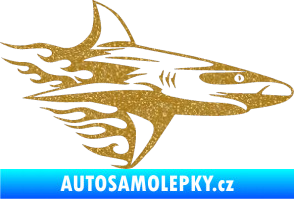 Samolepka Animal flames 031 pravá žralok Ultra Metalic zlatá