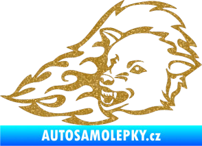 Samolepka Animal flames 036 levá vlk Ultra Metalic zlatá