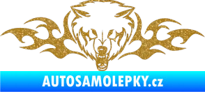 Samolepka Animal flames 038 levá  vlk Ultra Metalic zlatá