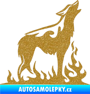 Samolepka Animal flames 066 pravá vyjící vlk Ultra Metalic zlatá