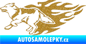 Samolepka Animal flames 090 levá vlk Ultra Metalic zlatá