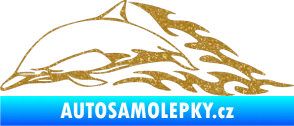Samolepka Animal flames 099 levá delfín Ultra Metalic zlatá