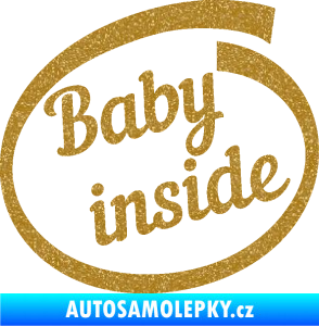 Samolepka Baby inside dítě v autě nápis Ultra Metalic zlatá
