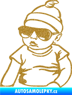 Samolepka Baby on board 003 levá miminko s brýlemi Ultra Metalic zlatá