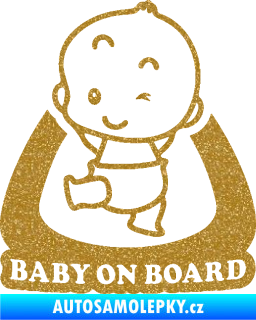 Samolepka Baby on board 011 levá s nápisem Ultra Metalic zlatá