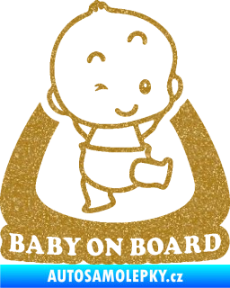 Samolepka Baby on board 011 pravá s nápisem Ultra Metalic zlatá