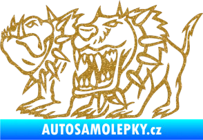 Samolepka Bad dogs levá zuřiví psi Ultra Metalic zlatá